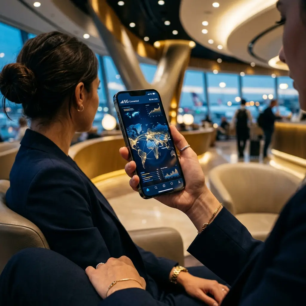 Traveler comparing AT&T international roaming with a Europe travel eSIM
